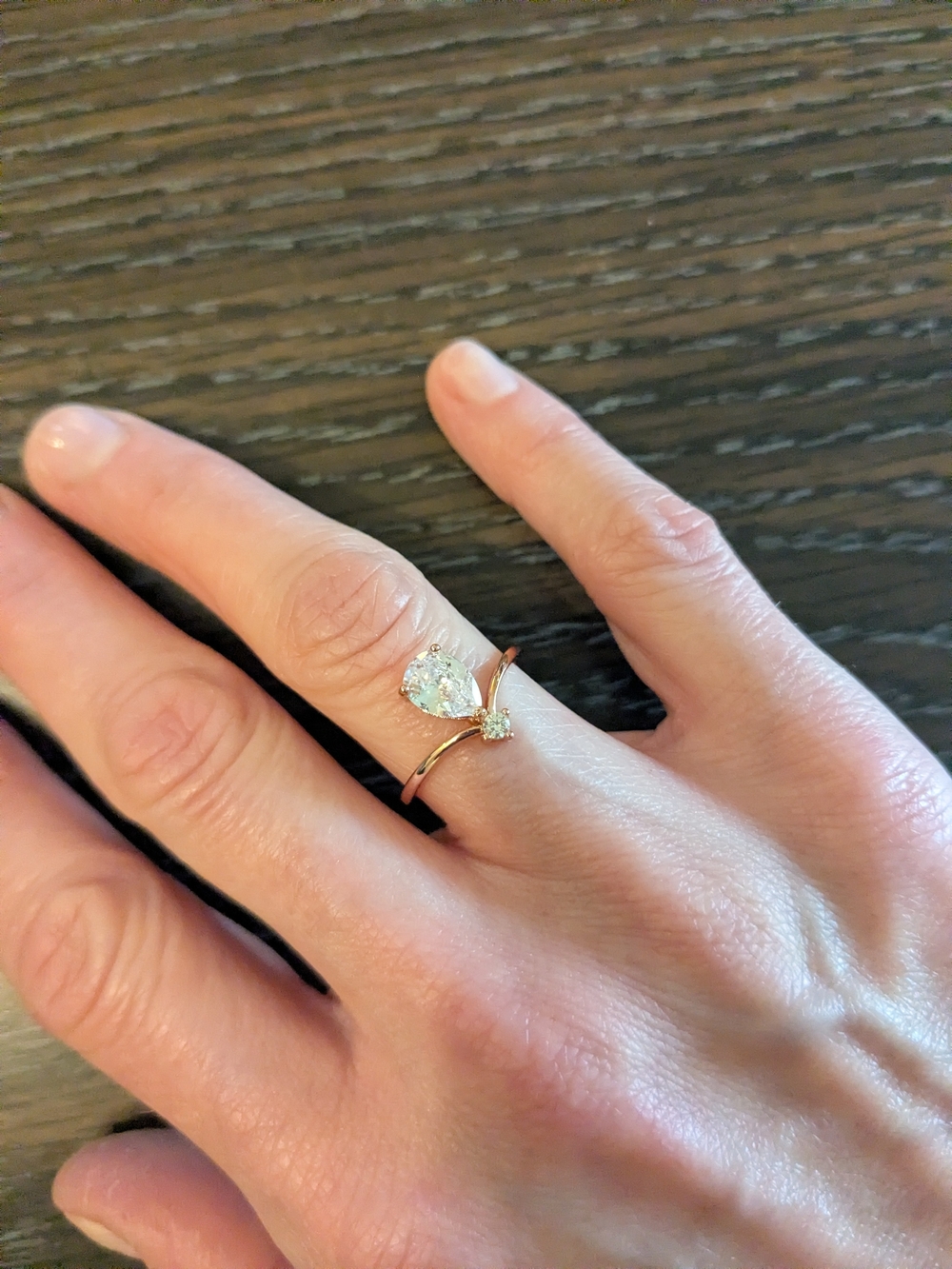 Rose Gold Pear & Round Swarovski Ring - Women's Jewelry